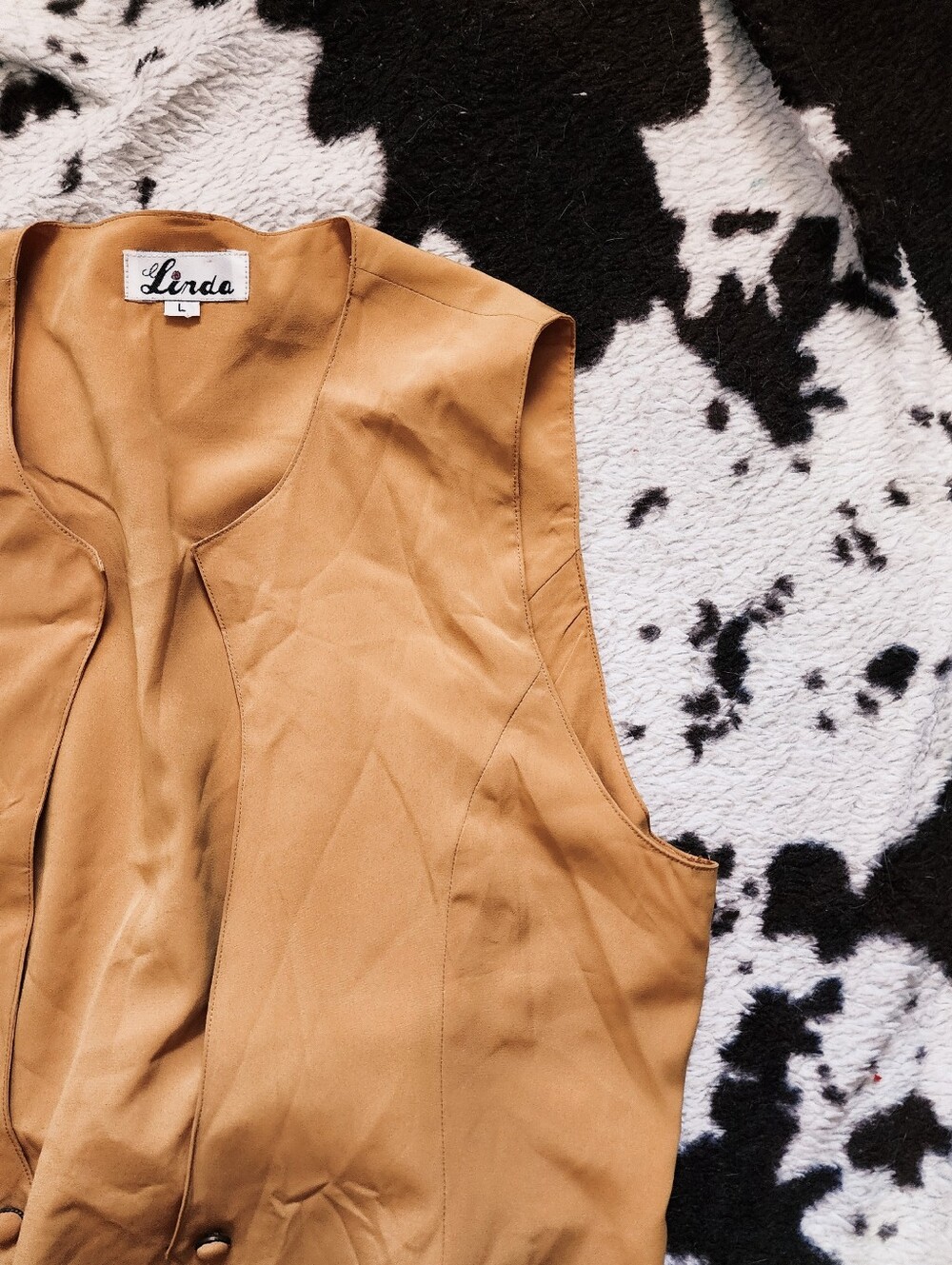 "LINDA" WOMEN'S 70'S VEST - MUSTARD - Picture 3 of 4